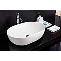 Lavabo de cerámica- Lavabo sobre encimera- lavabo Rectangular Lavamanos Cuarto de Baño 49x35